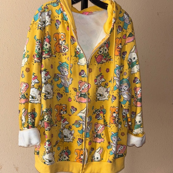 Sugar Thrillz Yellow Cartoon Print Hoodie